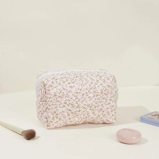 Floral Quilted Make Up Bag